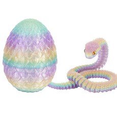 3D 프린트 에그 푸른 뱀 모형 인형 피규어 소품 선물 자유관절, 크리스탈 레인보우, 1개