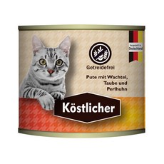 Köstlicher 無穀主食貓罐 200g 火雞肉鵪鶉鴿子珍珠雞 高肉量 無膠質, 1個, 火雞肉+鵪鶉+鴿子+珍珠雞 200g
