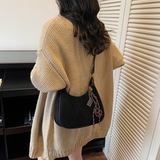 투니스 여성 단색 빈티지 캐주얼 숄더백 장식 포함
