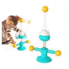 클릭샵 티티펫 고양이 흡착식 회전놀이 스프링장난감(블루) 움직이는고양이장난감