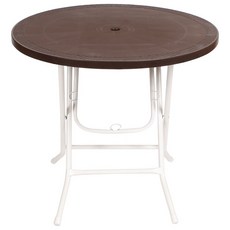 지오리빙 접이식 플라스틱 원형 테이블, 브라운