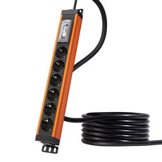 파워존 유커먼 4000W 고용량 알루미늄 6구 멀티탭 누전차단 서버탭, 누전차단 6구 브릭오렌지, 5m, 1개