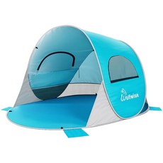 커뮤드 비치 텐트 선 쉐이드 34567810인용 UPF 50+ 쉘터 캐노피 가벼운 무게 간편 설치 휴대, Blue, 3 Person, Blue