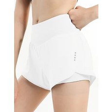 假兩件運動短褲女側口袋跑步健身瑜伽褲三分