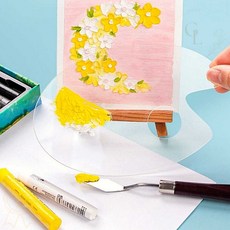 투명 아크릴 팔레트 10x15cm 타원형 굿드로잉 미술용 팔레트 조색판 2개입