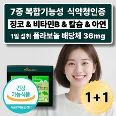 고함량 징코 은행잎추출물 비타민B 나이아신 아연 칼슘 빌로바 혈행개선 기억력개선 선물세트, 2개, 60정