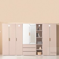 드레스룸옷장 수납 서랍 옷장 오픈장 풀세트 B, 착불-화이트핑크