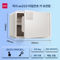 소형금고 전자 보관함 AE515 소형 사무실 가정용 비밀번호 키 금고 전강철 벽면, 전자 비밀번호 25cm 화이트 AE223