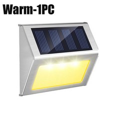 STAARIC 3LED 솔라광 스테인리스 계단 난간 벽등 야외 정원 정원 장식 분위기 조명, [05] Warm-1PCS