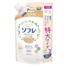 소후레 마일드 미 우유 입욕액 코튼 밀크의 향기 미향성 대용량 1200ml 리필 2회분 신생아 목욕 테스트 완료, 1개, 1g