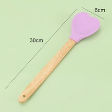 愛心矽膠抹刀 木柄食品級烘培用具, 1個