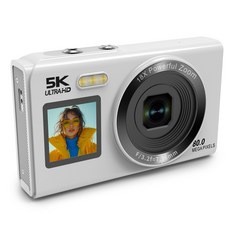 SorJar 카메라 5K UHD 고화질 8000w 픽셀 2.8인치 휴대용 디지털카메라 18X 디지털 줌, 흰색64GB