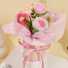 수제 니트 꽃다발 인공 장미 어머니의 날 결혼식, 01  R