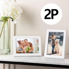 SC FMCG 벽걸이 탁상 겸용 다양한 사이즈 나무 액자 아름다운 순간을 간직하는 인테리어, 2개, 월화이트