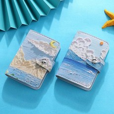 油畫風卡通卡包女超薄多卡位大容量防消磁卡片包名片夾一體零錢包