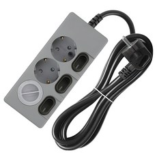 SWEET HOME 獨立式開關省電3插延長線+保護蓋, 3m, 灰色 黑色, 1組