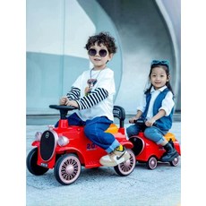 전동 스쿠터 어린이 4륜 고카트 카트 드리프트 전동카 키즈카페, 듀얼 구동, 리모컨 없음 레드 2인승