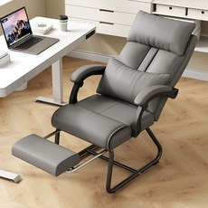貓抓皮電腦椅 休閒可躺椅 弓形設計 人體工學靠背 遊戲辦公兩用, 145°可躺升級貓抓皮 灰色/有擱腳