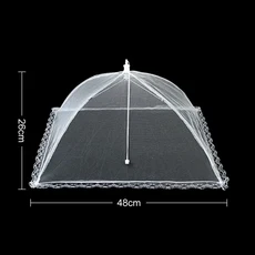 접이식 음식 메쉬 커버 플라이 모기 방지 팝업 우산 야채 과일 통기성 액세서리, 12 18inch 48x48cm, 1개