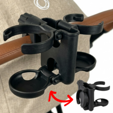 DUGN 접이식 가변형 자전거 유모차 컵홀더 휴대폰 멀티 1구 2구 3in1 듀얼 거치대, 블랙, 1개