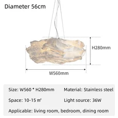 현대 구름 펜 던 트 조명 거실 부엌 식탁 침실 교수형 램프 홈 장식 광택, 02 Diameter 56cm, 03 Neutral  No Remote