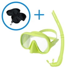 클리빙 플렉시블 접는 스노쿨링 마스크 세트, 라이트그린