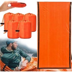 [ 1107570 ] 비상 침낭 213.4 x 91.4cm(84 36인치) 방수 생존 포켓 사이즈 담요 야외 캠핑 하이킹 사냥용 보온 비비 자루, 6개