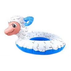 小胡玩具 小綿羊動物造型游泳圈 兒童泳圈 夏日戲水兒童玩具, 1個, 未充氣(隨機不挑色)