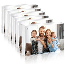 PUREZON 10.2 x 15.2cm(4 x 6인치) 아크릴 액자 6팩 양면 자석 사진 액자 20mm 두께의 프레임리스 투명 사진 프레임 데스크톱 디스플레이용 독립형 아