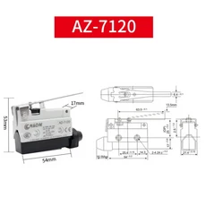 10A 250VAC 방수 마이크로 스위치 이동 제한 스트레이트 90도 롤러 레버 AZ 7120, 01 Silver Contact, 01 AZ 7120