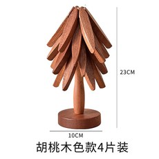 樹木質隔熱墊杯墊碗墊碗墊盤墊木製一棵樹餐, 1個, 胡桃木色款4片裝:如圖所示