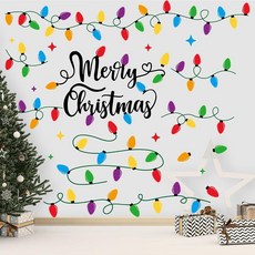 JarTHE 더naAMCS 엑스트라 라지 크리스마스 벽 스티커 다채로운 전구 필 앤 스틱 방 벽화 데칼 겨울 휴일 가정 교실 생일 파티 장식 29.5 x 89.4cm(11.8