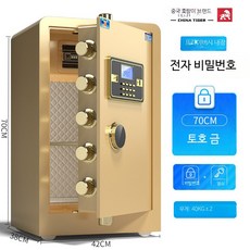 가정용금고 안전 실내용 잠금장치 이중키 숨김형 침실용 견고한, 70cm 금색 40kg 비밀번호 키형
