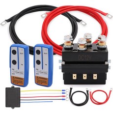 2Pcs 무선 리모컨 키트와 4Pcs 프리와이어가 장착된 12V 250A 윈치 솔레노이드 릴레이 접촉기 2000-5000파운드 ATV UTV 트럭 윈치용, W/ Controller, 1개