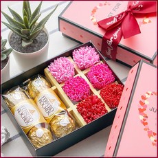金莎巧克力康乃馨香皂花禮盒, 紅色, 1件