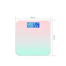 LAVIDA嚴選 電子體重計 LED螢幕 漸層螢幕 鋼化玻璃 精準測量 體重機, 1個, 粉綠漸層