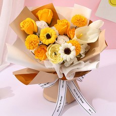 비누 꽃다발 카네이션 어버이날 학예회 스승의날 졸업식 꽃선물, 옐로우, 1개