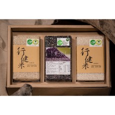 【行健米】有機三色米禮盒 600g*3，附紙提袋, 1個, 黑糙糙