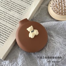可爱小梳子气囊梳按摩梳镜子一体气垫随身迷你便携折叠梳儿童女孩, 1個, 咖色小熊:镜+梳一个