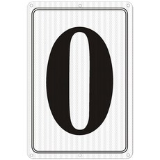 i-CowFun 프리미엄 반사 금속 번호 표지판 1 - 알루미늄 12인치 X 8인치 주차 공간 실외 대형 바닥 도크 코트 통로 필드 페이드 없음 내후성, Reflective Number Signs 0, 1개