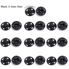 금속 바느질 스냅 버튼 블랙 실버 색상 의류 패스너 공예 프레스 스터드, 10. Black 11.5mm 10set