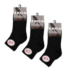 AMICA 氣墊襪 中筒 3入組, 黑, 3個