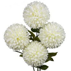 Briful [가을 인공 국화 6피스 - 65cm25.6인치 길이의 줄기 인조 실크 꽃 대형 15.2cm6인치 블룸 헤드 사실적인 플라스틱 잎 홈 웨딩 파티 사무실 가을 장, 지름 15.2cm(6크림 화이트 4개