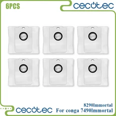 Cecotec Conga 호환 7490 Immortal 8290 Kabum Smart 900 예비 부품 브러시 필터 먼지 봉투 액세서리, 12 6PCS
