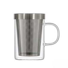 내열유리 티머그 차거름망 필터 차우림 컵 투명 손잡이 300ml