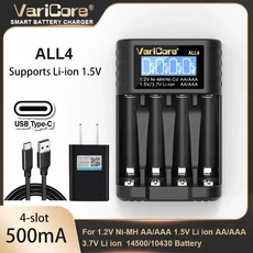 AA 1.2v Ni-MH ni-cd 리튬 배터리 3.7v 14500 충전 셀 4 슬롯용 VariCore ALL4 LCD 스마트, 05 ALL4-5V 2A-US
