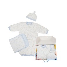 DinG DabY寶寶禦寒三件組-藍/粉 鋪棉兔裝 肚圍 新生帽