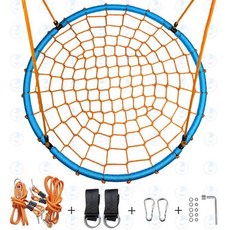 원형그네 정원 해먹 스윙 놀이터 야외 그네 그물망 캠핑장, O. 120cm-그린/오렌지, 120cm 그린오렌지 로프