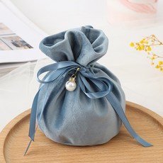 진주펜던트 스트링파우치 선물포장 복주머니 블루