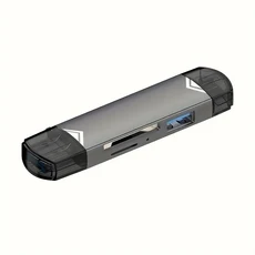6In 1 Usb 3.0 카드 리더기 U 디스크 유형 C/마이크로 Usb/Tf/Sd 플래시 드라이브 메모리 읽기 어댑터 전, 02 Gray